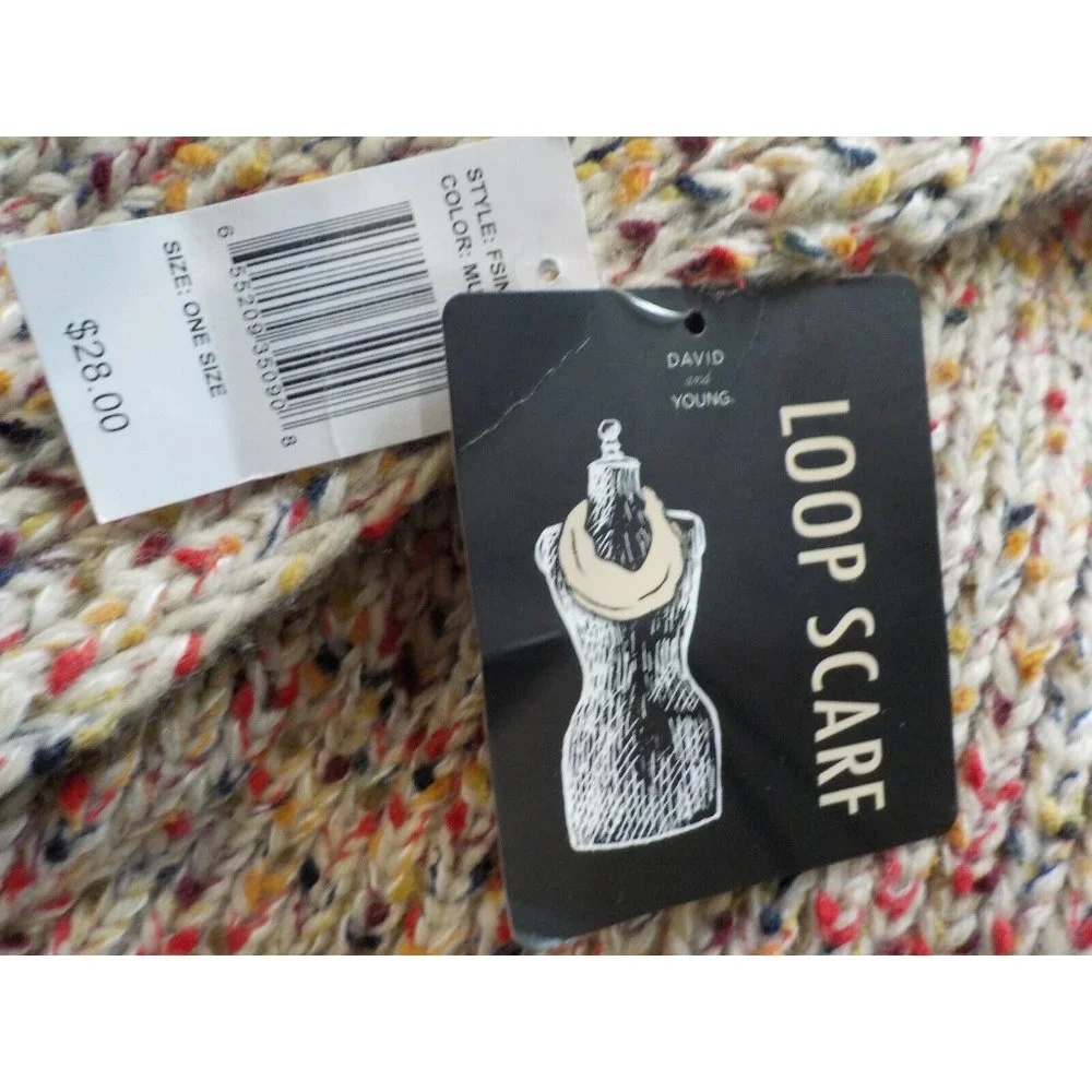 NWT David & Young Infinity Loop Scarf Thick Crocheted Multicolor #FSINFK184